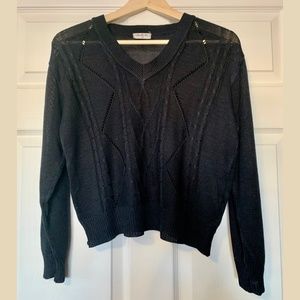 Vintage Knit V-neck Sweater Long Sleeve